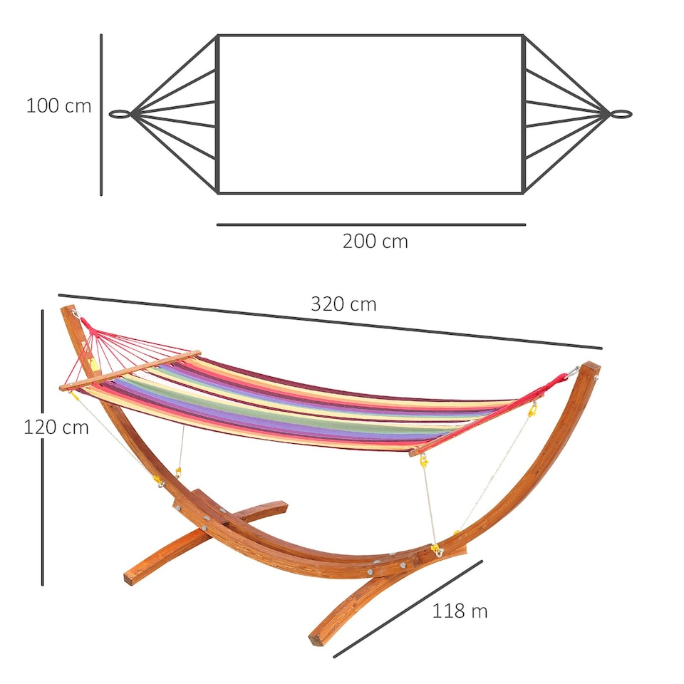 image 1 of Outsunny Wooden Frame Hammock | Hammock With Stand Pink