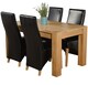 image 1 of Kuba 150 x 85 cm Chunky Medium Oak Dining Table and 4 Lola Leather Chairs | Black | Black