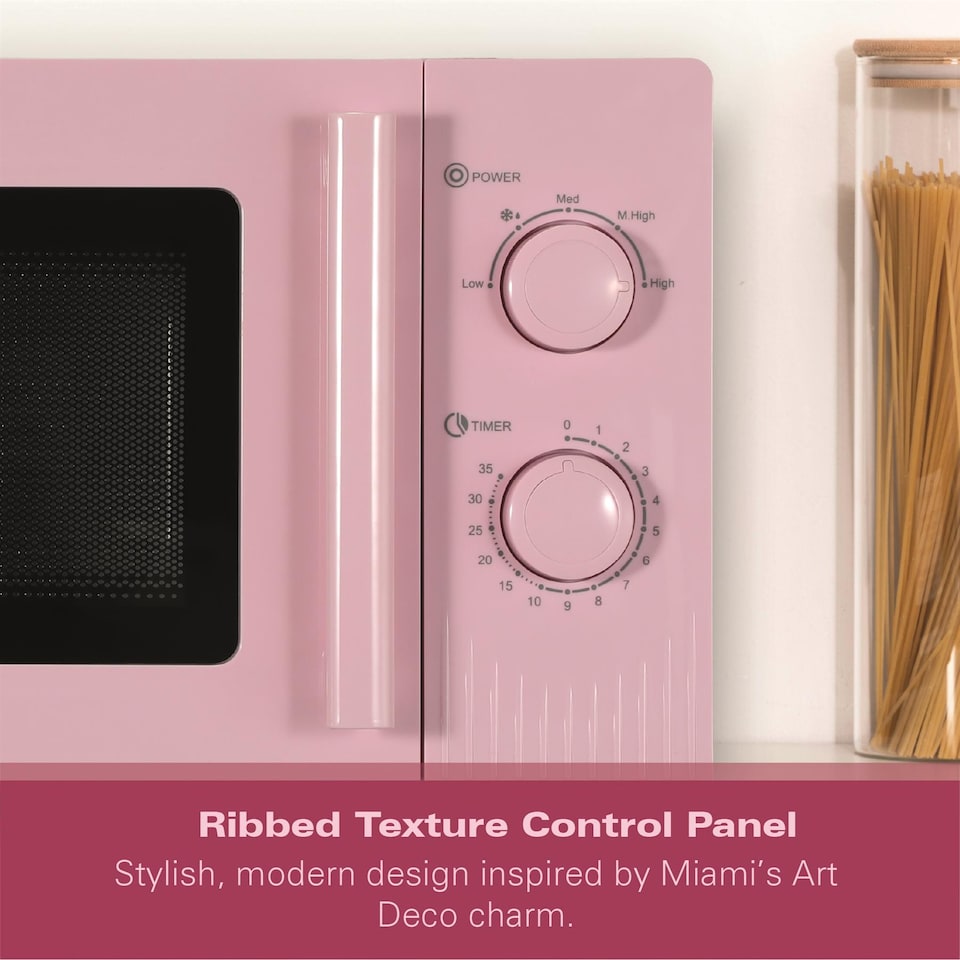 image 1 of Hamilton Beach Miami Manual 800W Microwave - Flamingo Pink