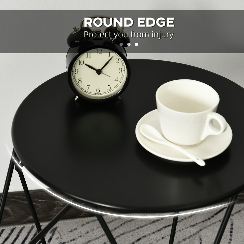 image 1 of HOMCOM Coffee Table Side Table Nordic Minimalist Style Steel Living Room Black