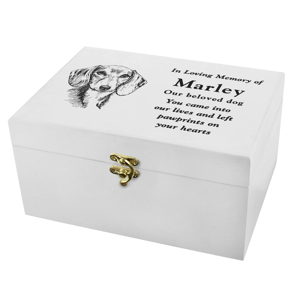 image 1 of Personalised Dog Breed Memorial Small Keepsake Box White