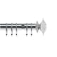 image 1 of 35mm Fixed Length Metal Curtain Pole Set Chrome Luxe Aztec Finial 105cm | Silver | Silver