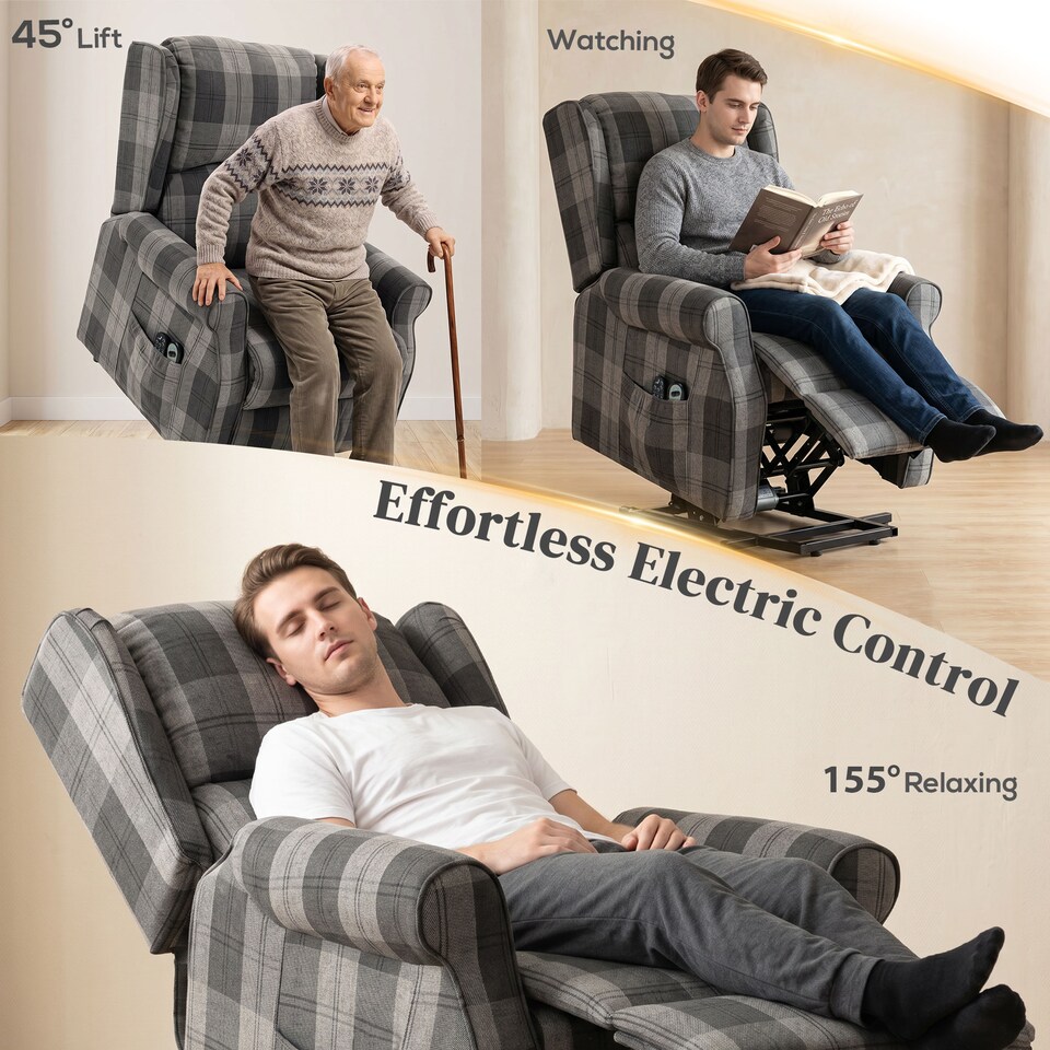 image 1 of HOMCOM Power Lift Recliner Chair with Vibration Massage and Heat, Grey