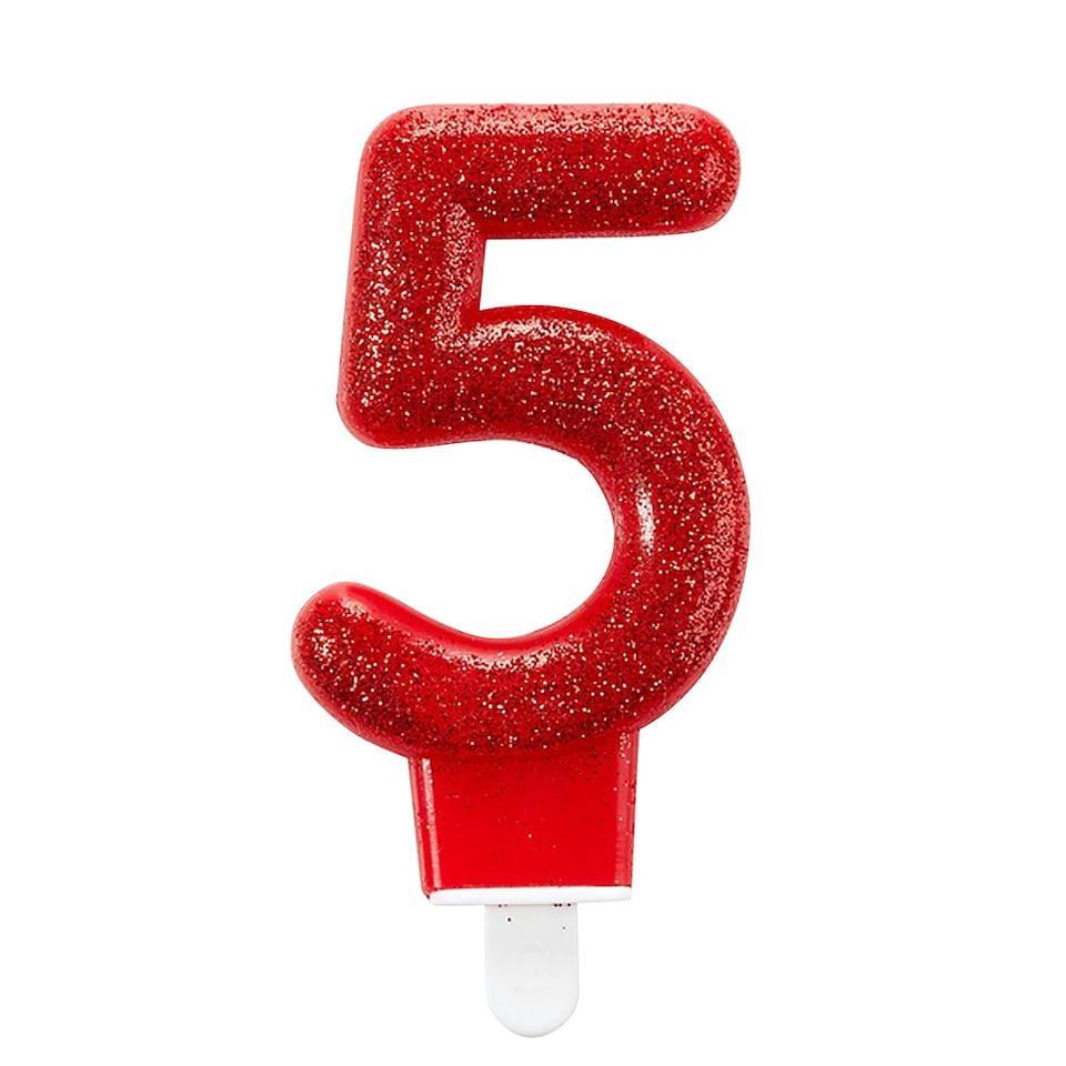 image 1 of Amscan Glitter Birthday Number Candle - Red - 9