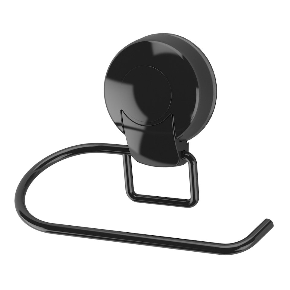 image 1 of Showerdrape Suctionloc Black Suction Wall Mounted Toilet Roll Holder with Mounting Disc | Black | 1