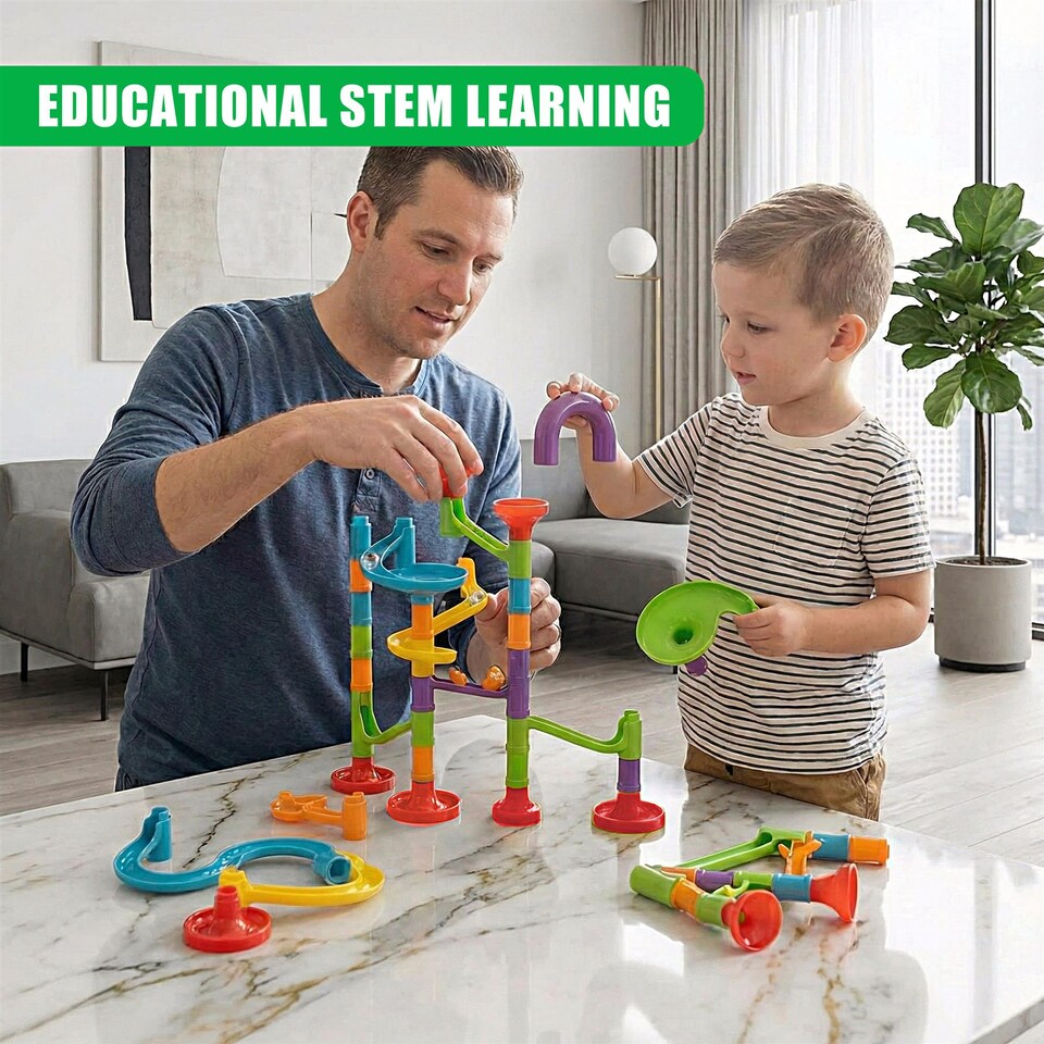 image 1 of The Magic Toy Shop Marble Run Game Toy Set 113 Piece 3D Educational STEM Building Kit
