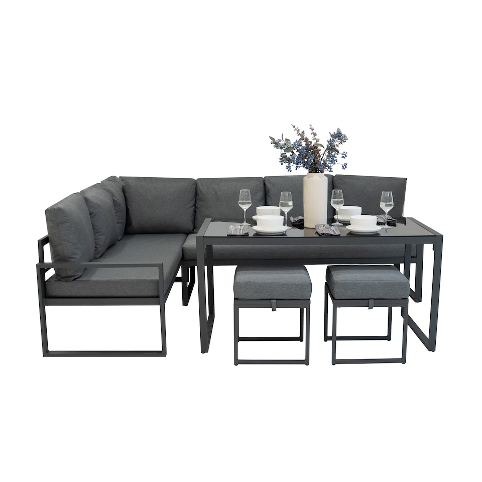 image 1 of Aluminium Corner Sofa Set - Anthracite Grey