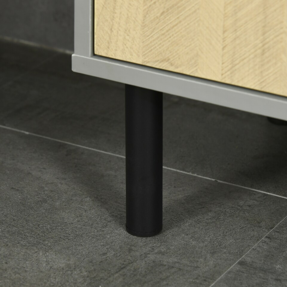 image 1 of kleankin Tall Bathroom Cabinet, Free Standing Bathroom Storage Cabinet Cupboard with Door and Adjustable Shelves for Kitchen, Living Room