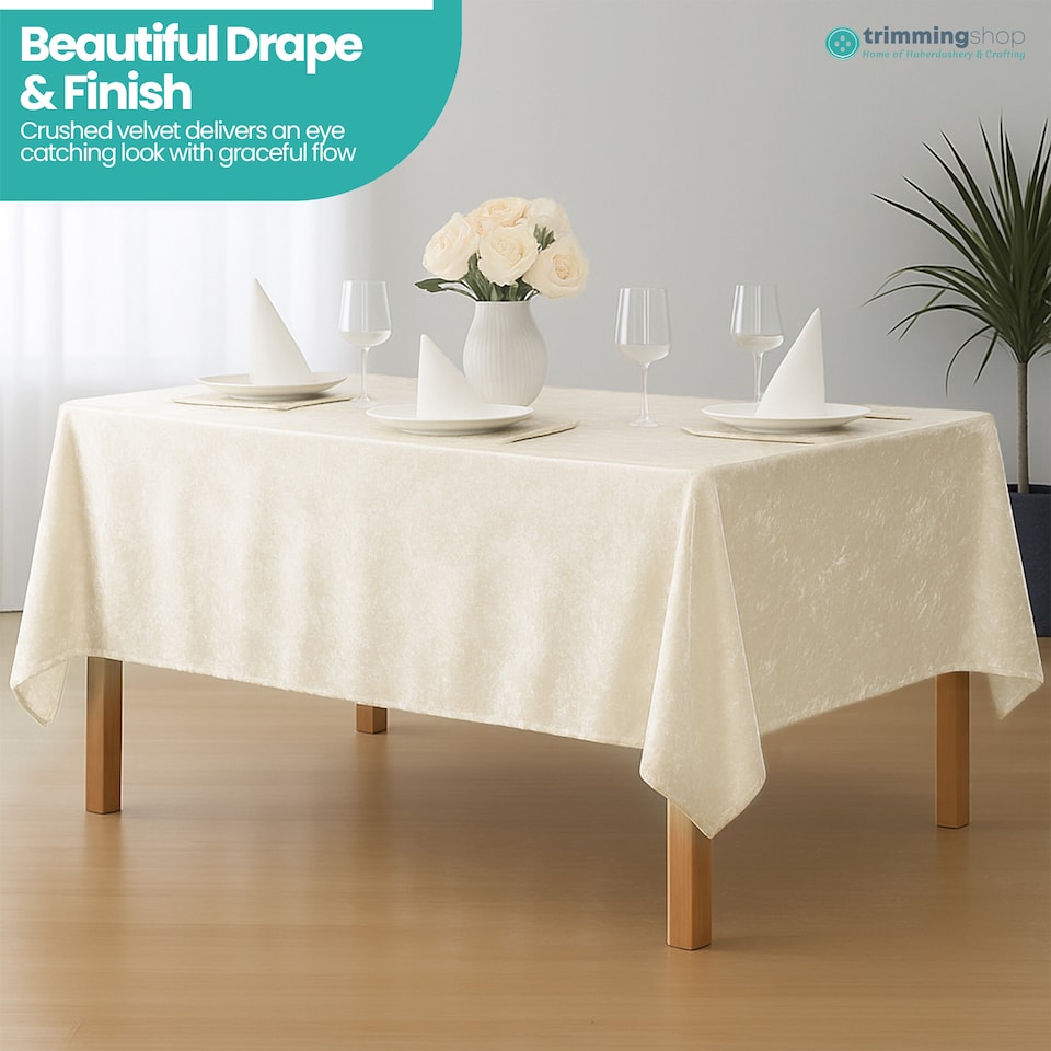 image 1 of Rectangle Crushed Velvet Table Cloth, Washable Table Cover - 90" x 156"