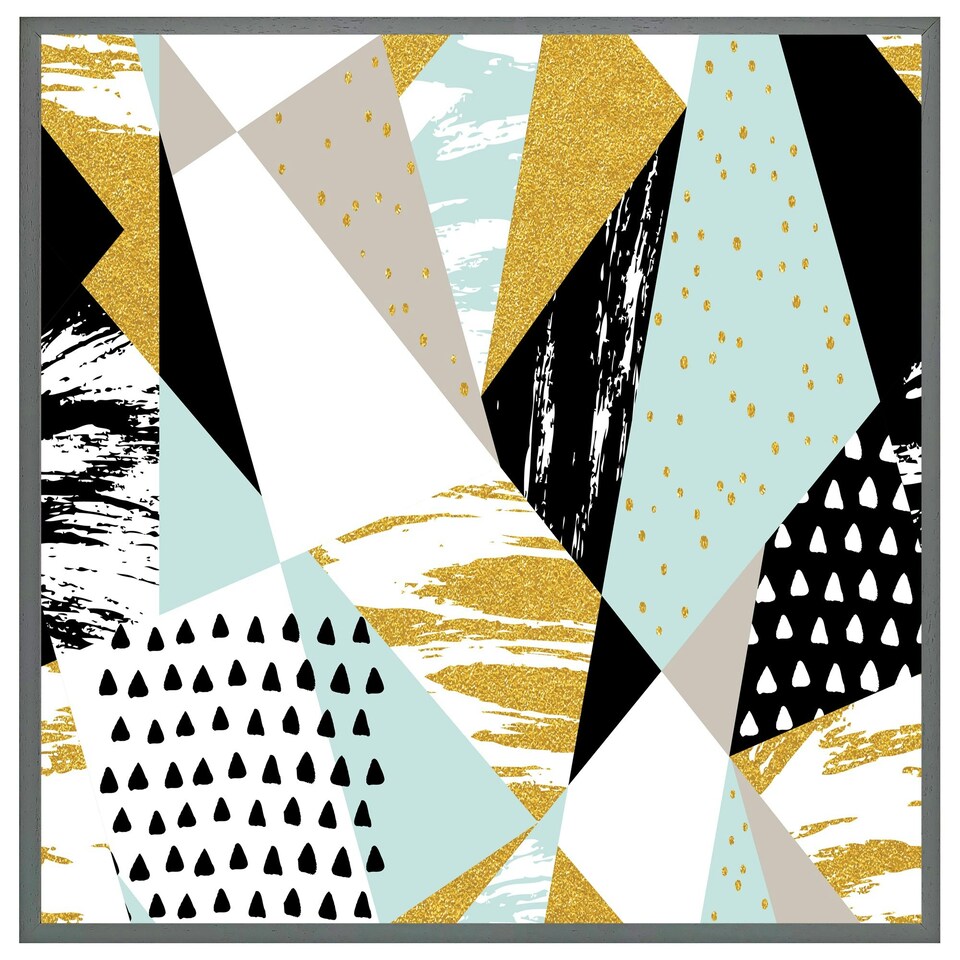 image 1 of Geometric shapes & brush strokes (Picture Frame) White | M