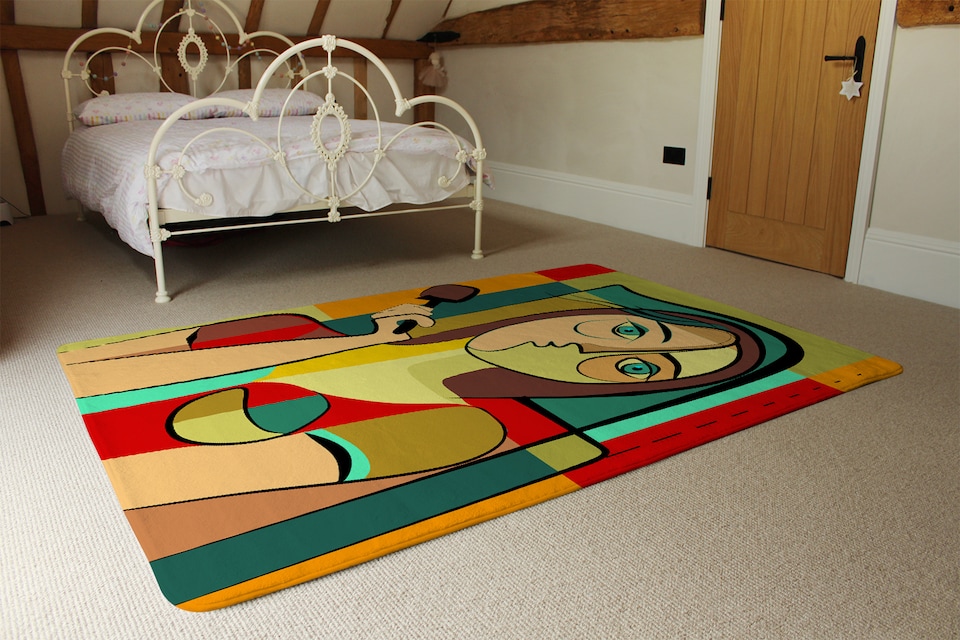 image 1 of Woman With Chocolate In Hand Designer Rug | Multi