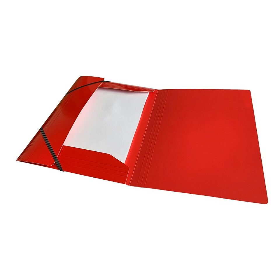 image 1 of Janrax A4 Red Laminated Card 3 Flap Folder with Elastic Closure