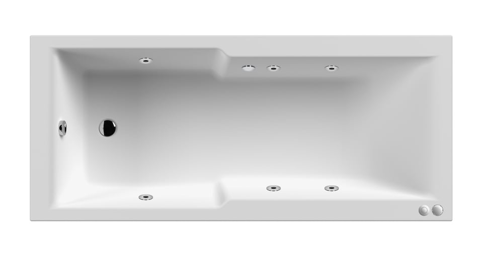 image 1 of Balterley Square Straight Shower Bath Whirlpool Bath with 6 Jets and Leg Set