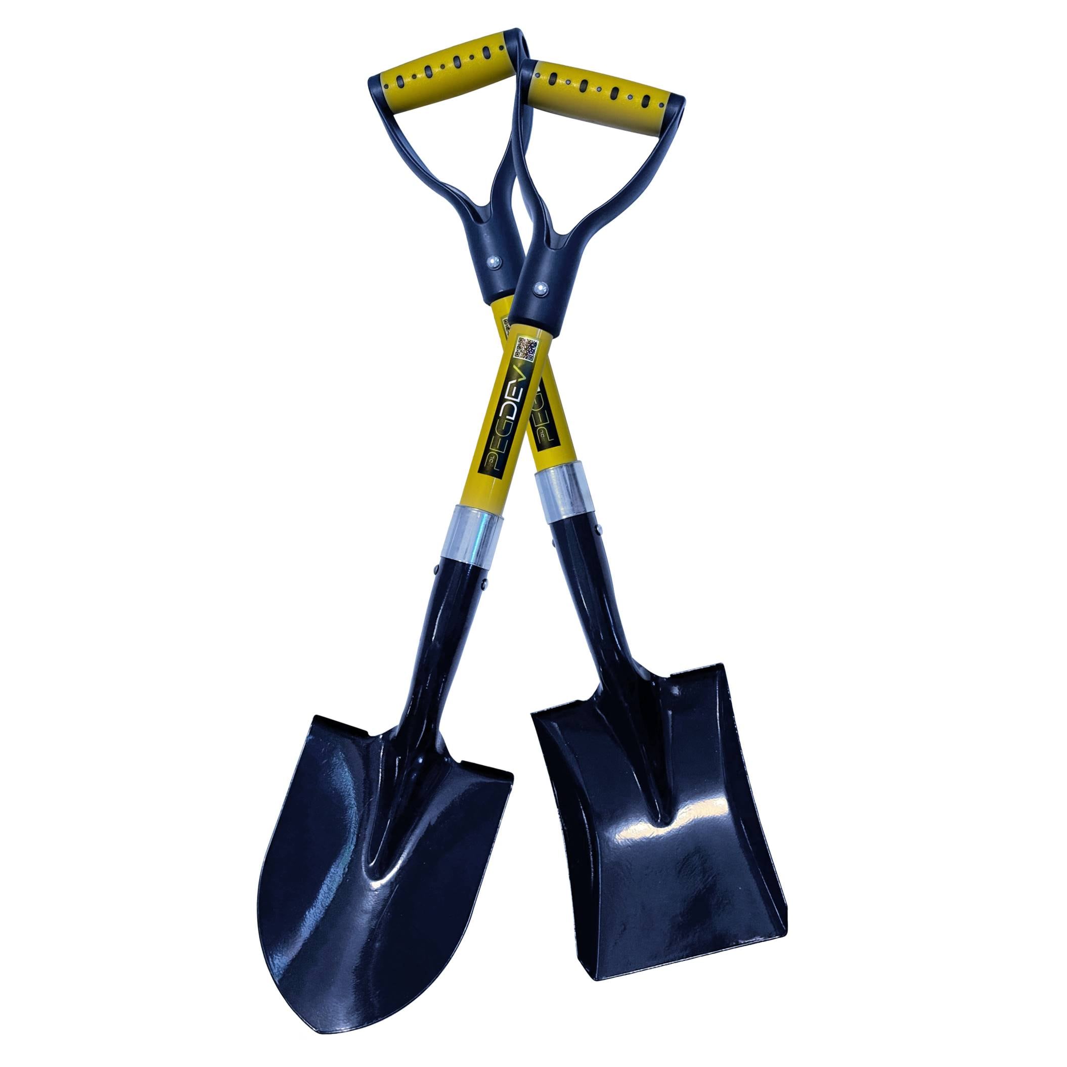 Pegdev Compact Micro Shovel Set Square & Round Mouth Fibreglass Handles in Navy