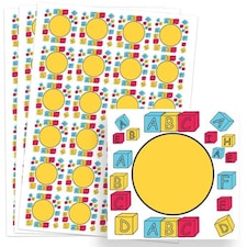 Building Blocks Design 40mm Square Sticker sheet of 24
