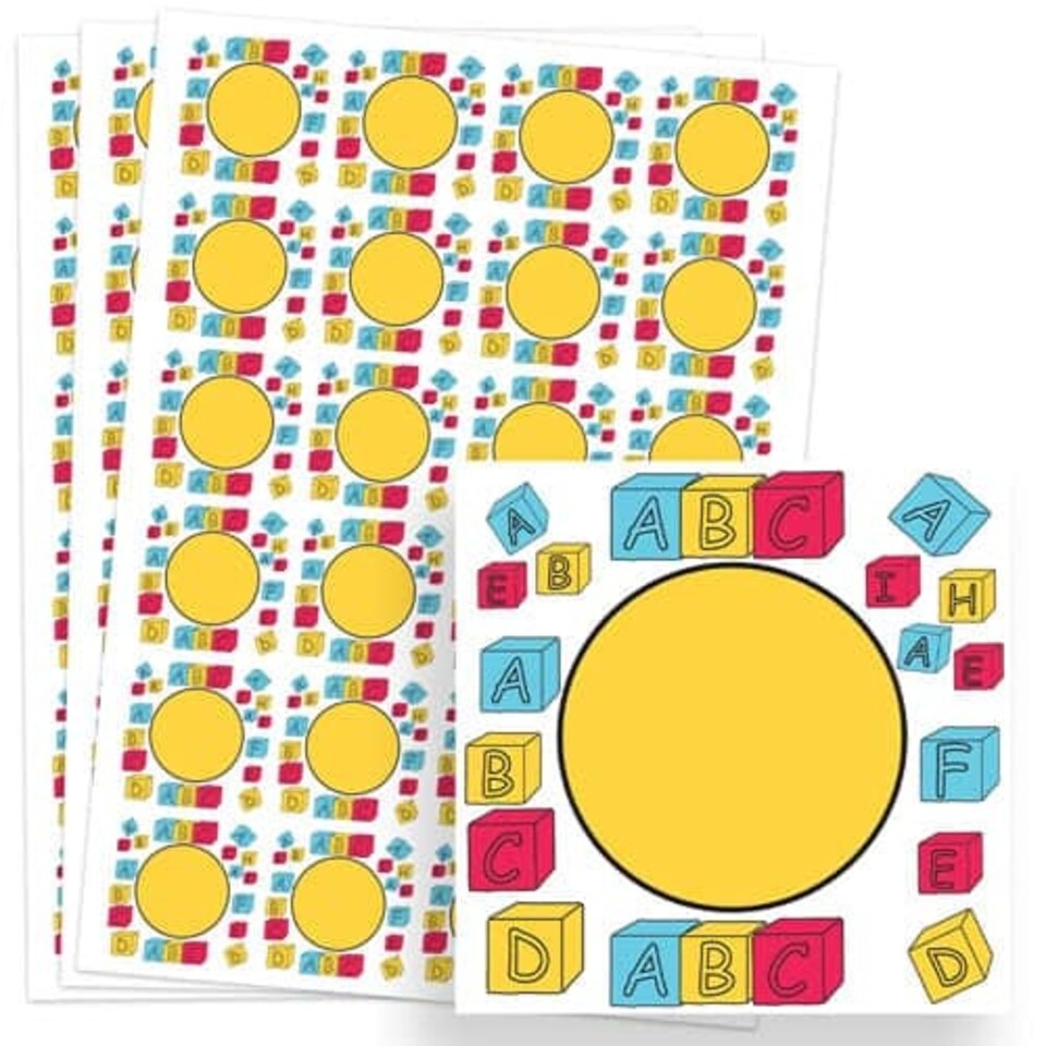image 1 of Building Blocks Design 40mm Square Sticker sheet of 24