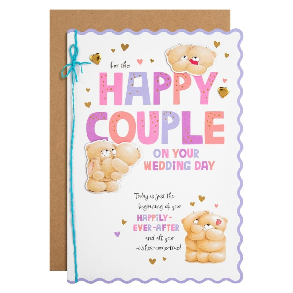 image 1 of Cute Forever Friends Bears Design Couple Wedding Congratulations Card