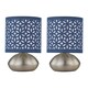 image 1 of Set of 2 Jenson - Brushed Chrome Touch Table Lamps Blue Cut Out Shade