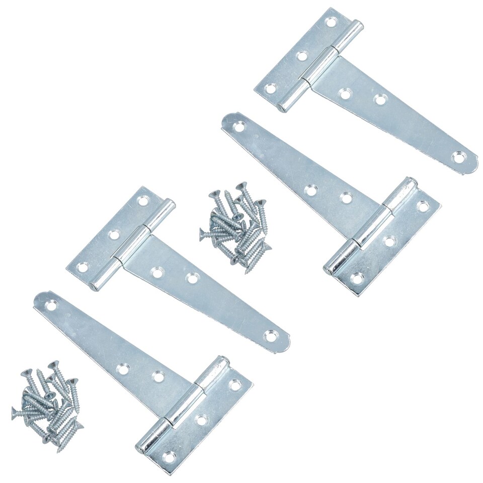 image 1 of 4in / 102mm Heavy Duty T Tee Hinges For Shed + Garden Gates Zinc Plated 4pc