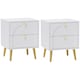 image 1 of HOMCOM Bedside Table Set of 2, Modern Bedside Cabinets with 2 Drawers and Steel Legs, Side Tables for Living Room, Bedroom, 40 x 35 x 50 cm, White