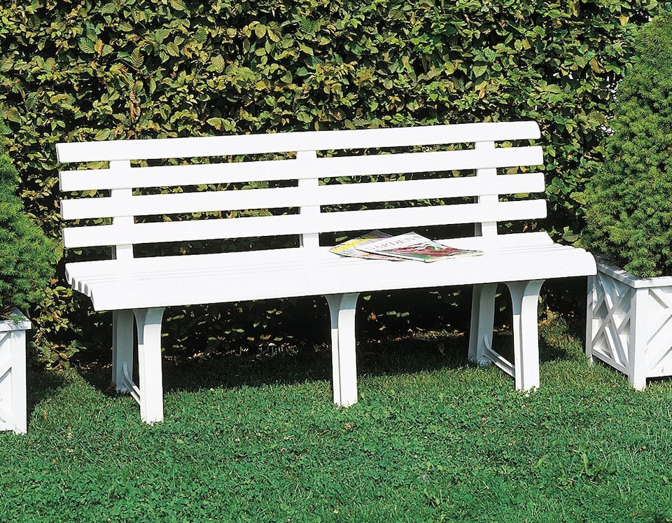 image 1 of 3-Seater Garden Outdoor Plastic Bench - 74x145x49cm | White | 1