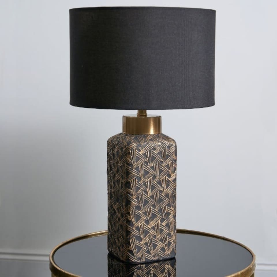 image 1 of Denisa Black & Gold Ceramic Table Lamp Black