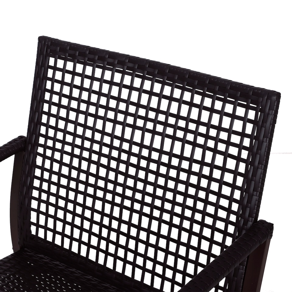 image 1 of Outsunny Rattan Bistro Set, 3 Pieces Wicker Garden Furniture Set with Rocking Chairs and Round Glass Top Coffee Table, Small Balcony Furniture with Cushions for Outdoor, Porch, Brown