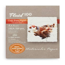 Speedball Fluid 100 Cold Press Watercolour Paper Block, White, 4 x 6inch