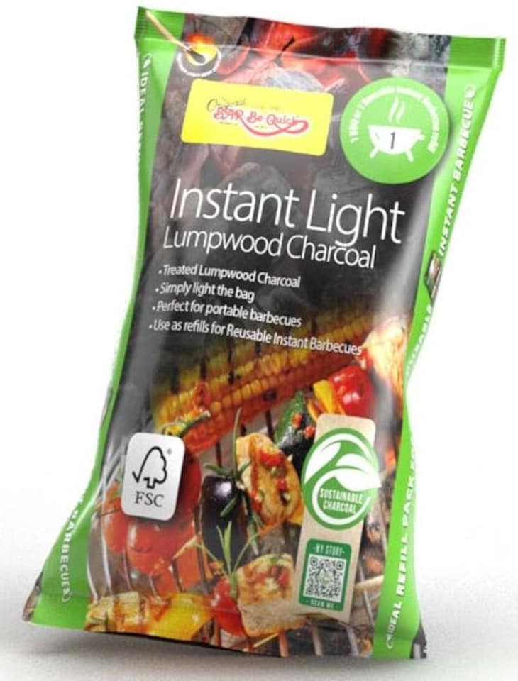 image 1 of 12 X Bar-Be-Quick Instant Light Grab & Grill Bags- Lumpwood Charcoal- 450g each bag