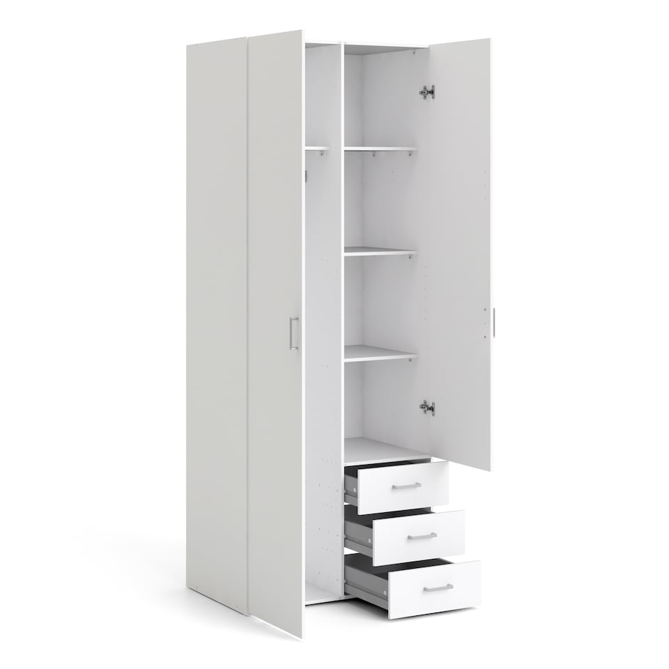 image 1 of Space Wardrobe 2 Doors 3 Drawers in White 2000