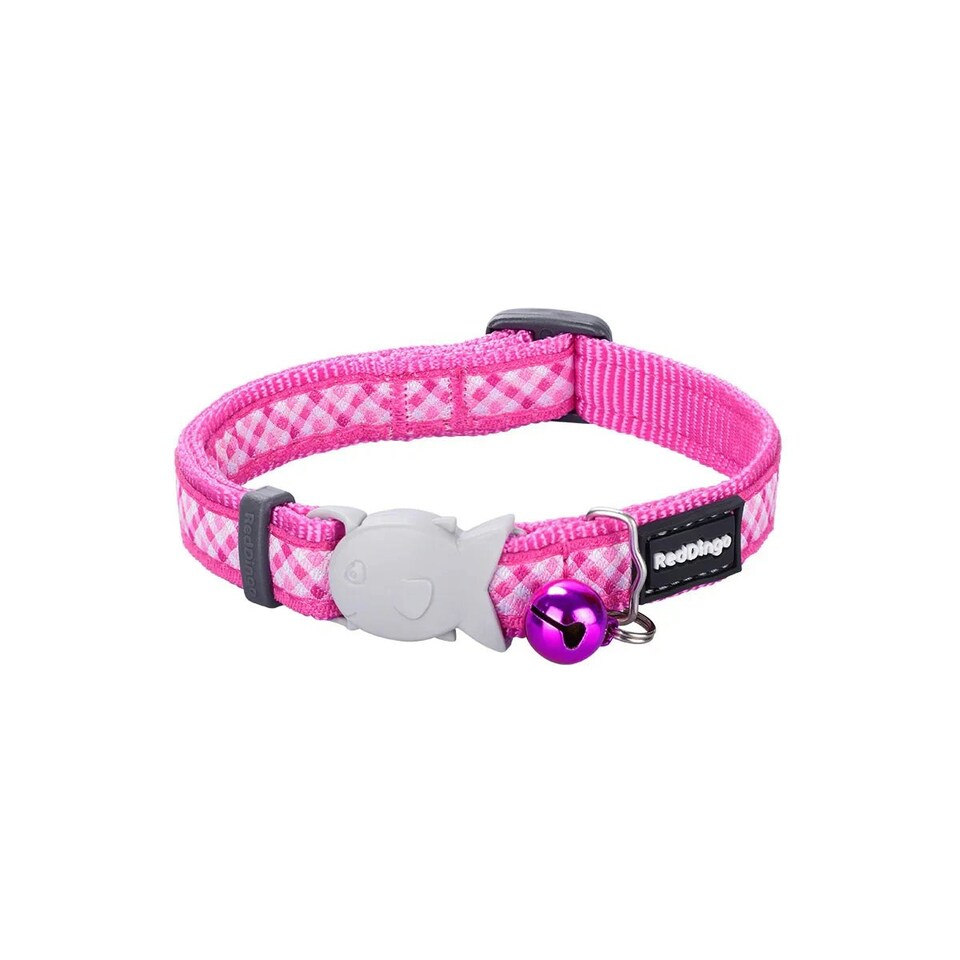 Cat Collar Design Gingham Hot Pink Pink | M