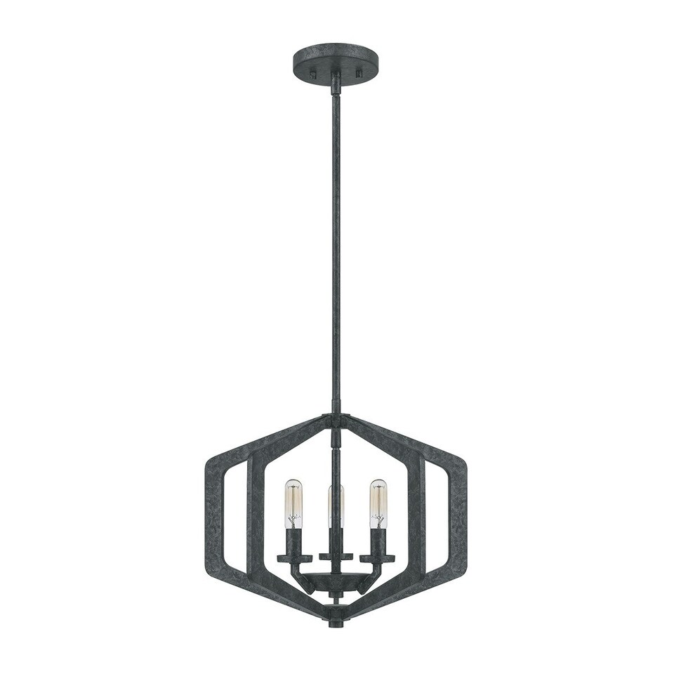 image 1 of Quoizel Vanguard Wire Frame Pendant Ceiling Light Old Black