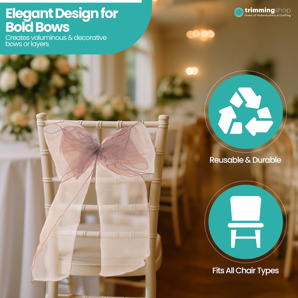 image 1 of 17 x 280cm Organza Chair Sashes, Sheer Sash Ties - 1pc