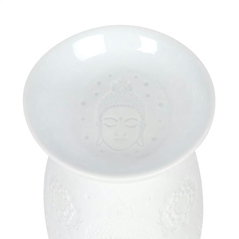 image 1 of Something Different Ceramic Buddha Head Oil Burner - White - 12.5cm x 9.5cm x 9.5cm