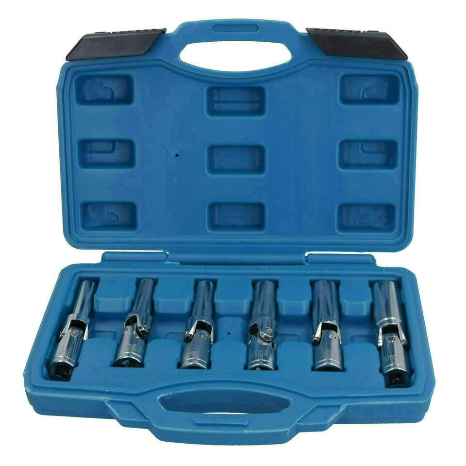 image 1 of Extra Long Diesel Glow Plug Socket Set Universal Joint 8-16mm Removal 3/8" Dr
