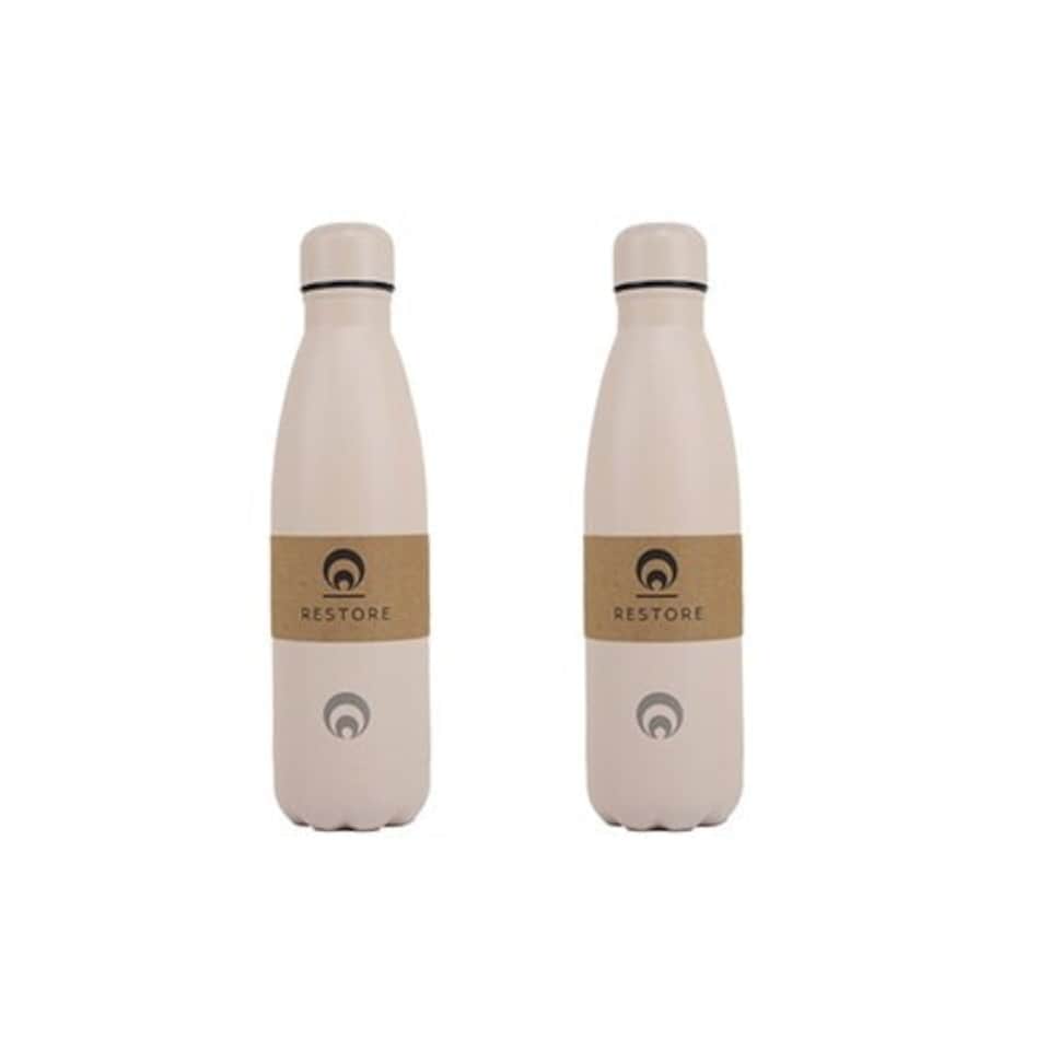 image 1 of Restore Roam Stainless Steel Insulated Thermal Bottle 500ml Taupe 2 Pack