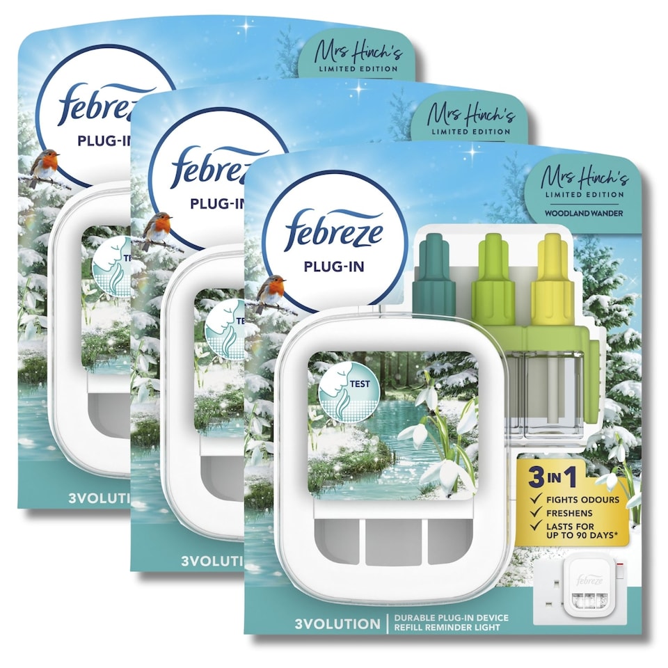 Febreze 3volution Plug-in Air Freshener Starter Kit Mrs Hinch Woodland Wander
