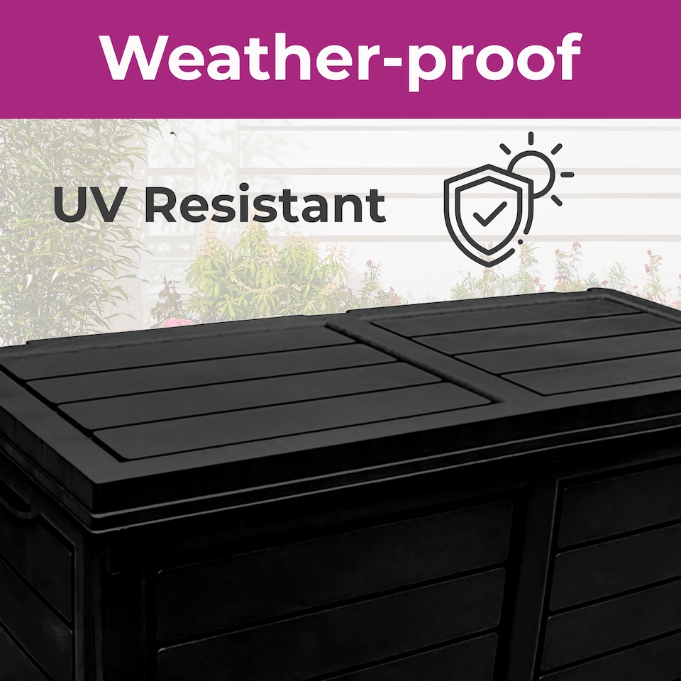 image 1 of Neo 320 Litre Black Plastic Waterproof Outdoor Garden Plastic Storage Box Furniture | Black