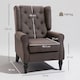 image 3 of HOMCOM Retro Accent Chair, Snow Flannel Wingback Armchair with Wood Frame Button Tufted Design for Living Room Bedroom, Brown