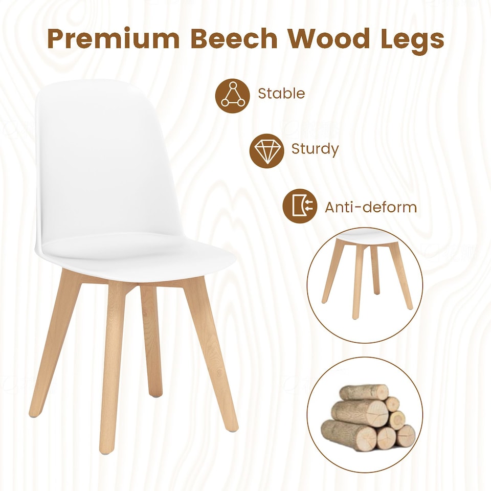 image 1 of COSTWAY Modern Dining Chairs Set of 2 Armless Kitchen Chairs-White
