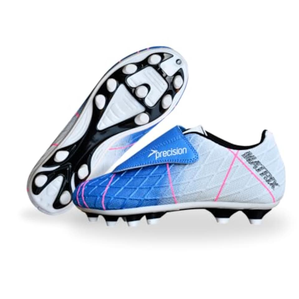 image 1 of Precision Matrix Firm Ground Football Boots, Kids Laceless Secure Fit, Comfortable, Durable, Ideal For Junior Footballers, Aqua Blue, Size 1 UK