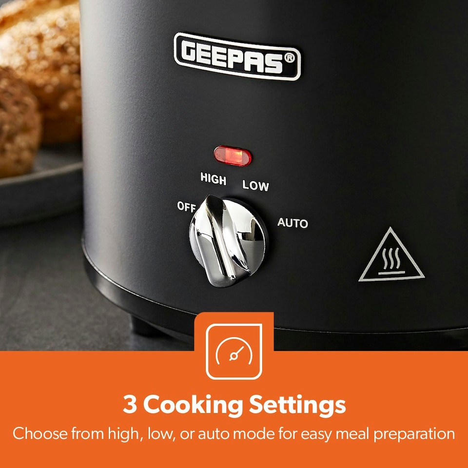 image 1 of GEEPAS 2.5 Litre Slow Cooker, Black