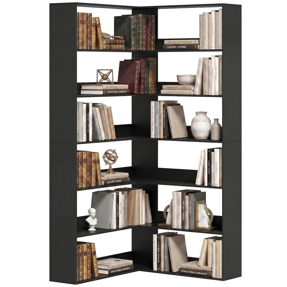 image 1 of HOMCOM 7 Tiers Corner Bookshelf, L-Shaped
