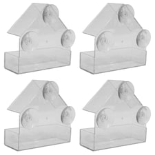 Hanging Window Wild Bird Feeder Table Clear Viewing Perspex 3 Suction Pads 4pk