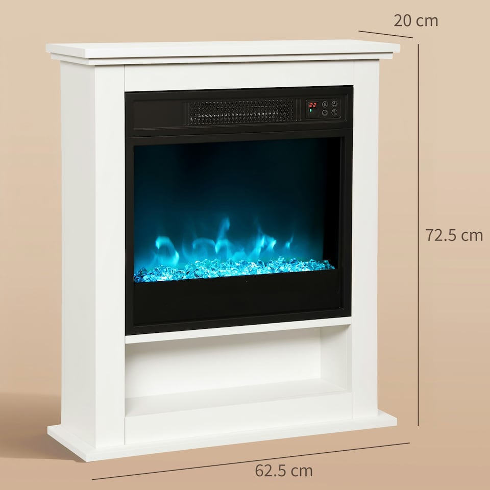 image 1 of HOMCOM 1800W White Electric Fire with Remote & Timer for Living Room