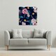 image 2 of Pink Flowers on Navy (Canvas Print) 77 x 77 x 4cm