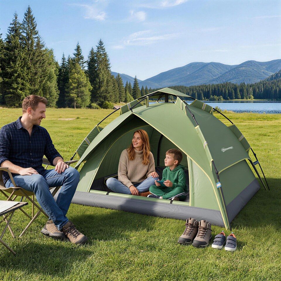 image 1 of Outsunny 2-3 Man Pop Up Tent Camping Festival Hiking Family Travel Shelter