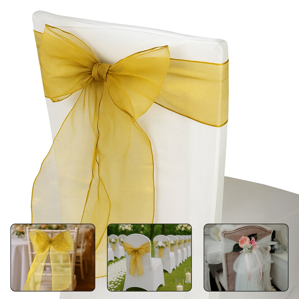 image 1 of 17 x 280cm Organza Chair Sashes, Sheer Sash Ties - 1pc