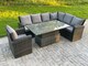 image 2 of Fimous High Back PE Rattan Corner Sofa Set Garden Furniture Adjustable Rising Lifting Table Set With Armchair