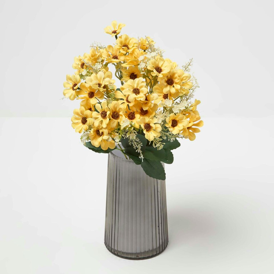 image 1 of Homescapes Artificial Wild Daisy Yellow Bouquet Flower, 46 cm